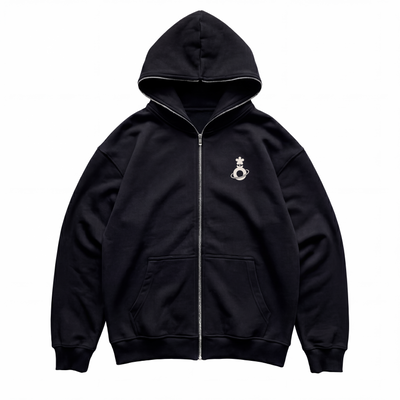 BLACK FULL-ZIP HOODIE